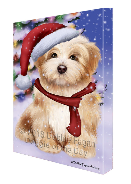 Winterland Wonderland Havanese Dog In Christmas Holiday Scenic Background  Canvas Print Wall Art Décor CVS98414