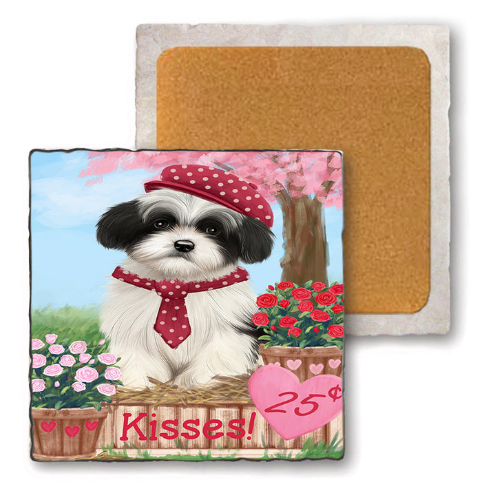 Rosie 25 Cent Kisses Havanese Dog Set of 4 Natural Stone Marble Tile Coasters MCST50887