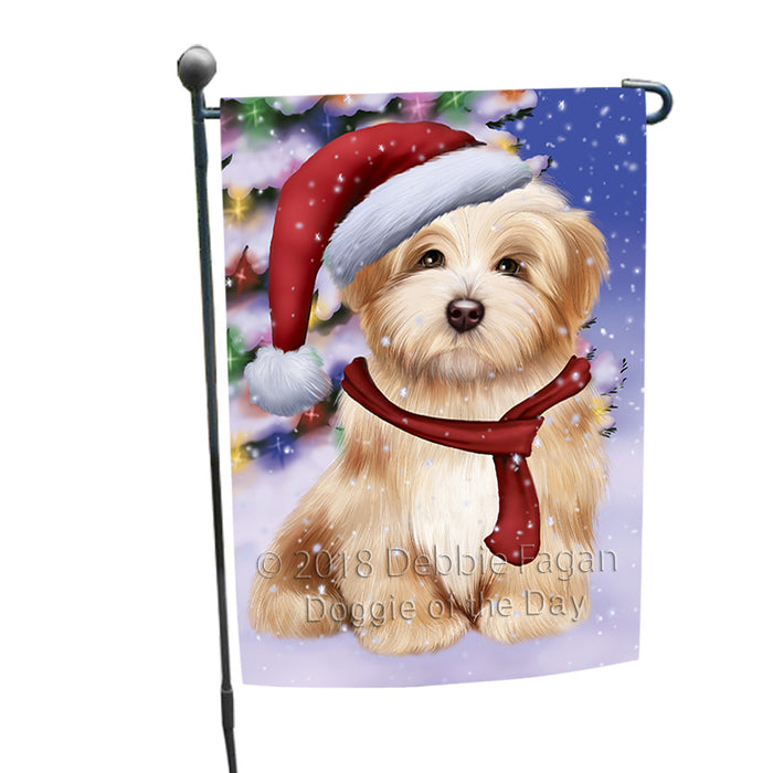 Winterland Wonderland Havanese Dog In Christmas Holiday Scenic Background  Garden Flag GFLG53458