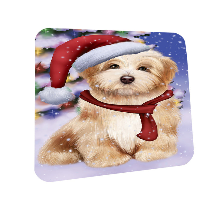 Winterland Wonderland Havanese Dog In Christmas Holiday Scenic Background  Coasters Set of 4 CST53354