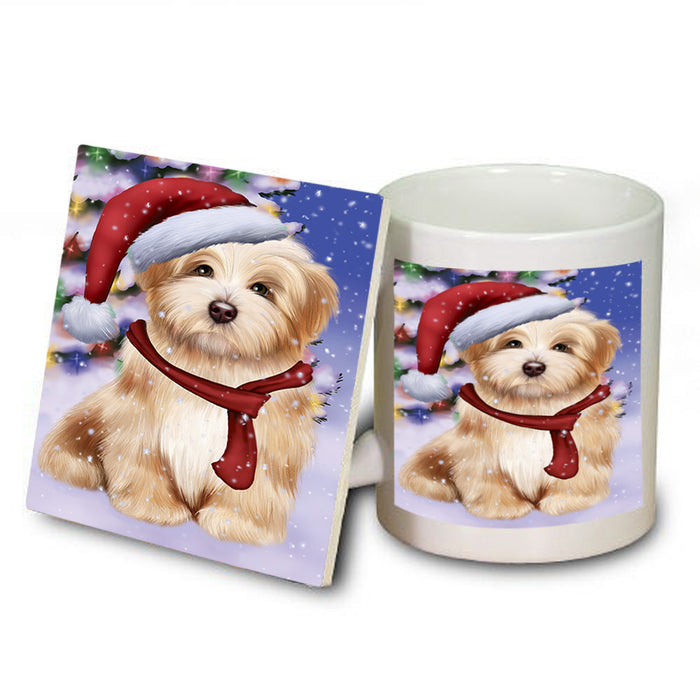 Winterland Wonderland Havanese Dog In Christmas Holiday Scenic Background  Mug and Coaster Set MUC53388