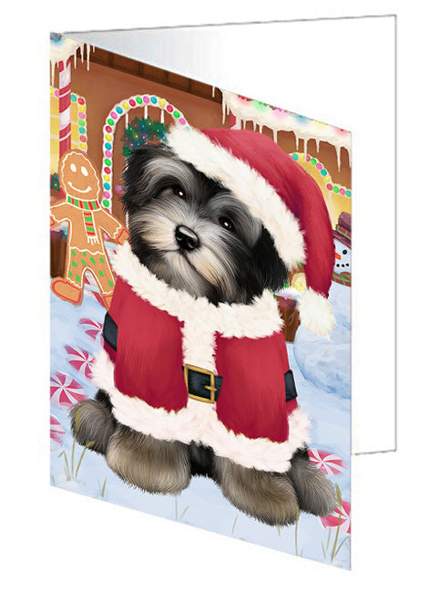 Christmas Gingerbread House Candyfest Havanese Dog Handmade Artwork Assorted Pets Greeting Cards and Note Cards with Envelopes for All Occasions and Holiday Seasons GCD73595