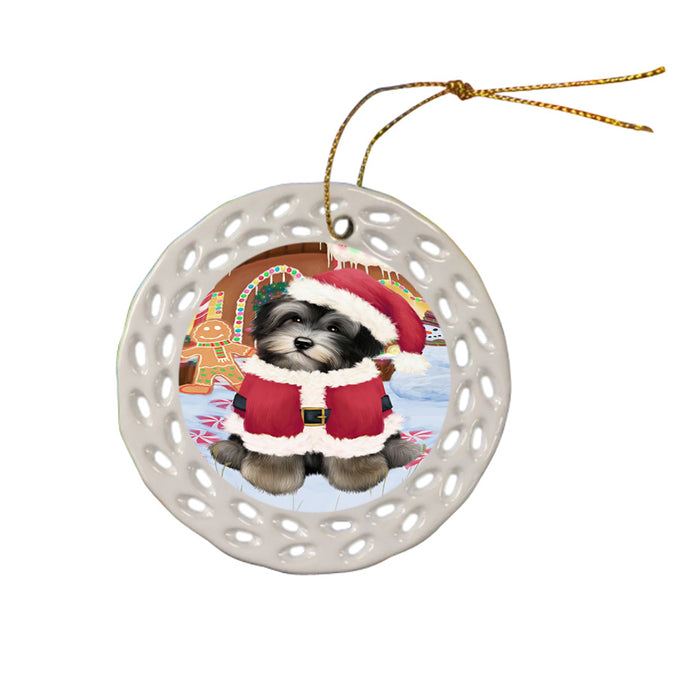 Christmas Gingerbread House Candyfest Havanese Dog Ceramic Doily Ornament DPOR56716