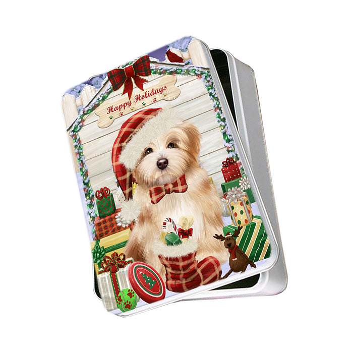 Happy Holidays Christmas Havanese Dog House with Presents Photo Storage Tin PITN51430