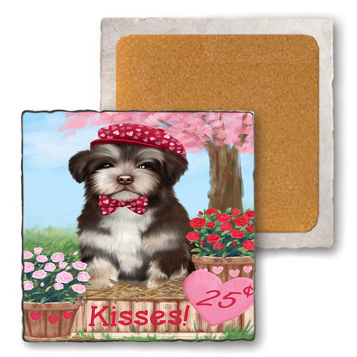 Rosie 25 Cent Kisses Havanese Dog Set of 4 Natural Stone Marble Tile Coasters MCST50888