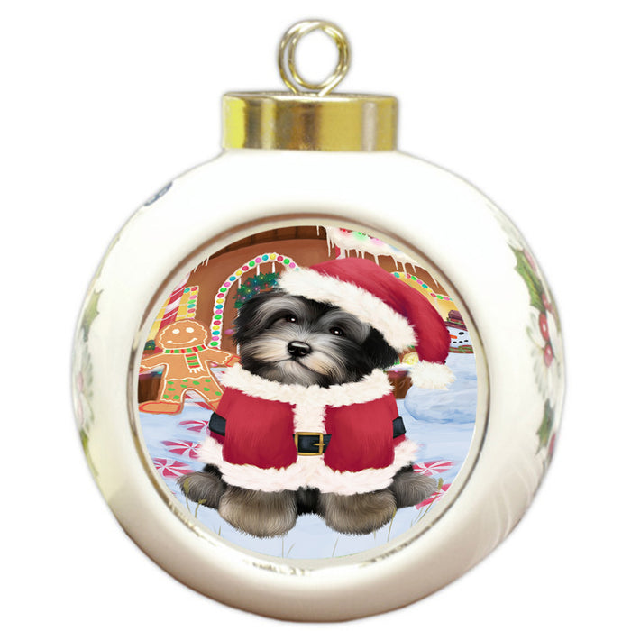 Christmas Gingerbread House Candyfest Havanese Dog Round Ball Christmas Ornament RBPOR56716