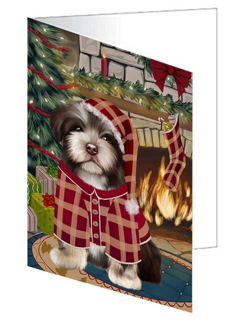 The Stocking was Hung Australian Kelpie Dog Handmade Artwork Assorted Pets Greeting Cards and Note Cards with Envelopes for All Occasions and Holiday Seasons GCD70046