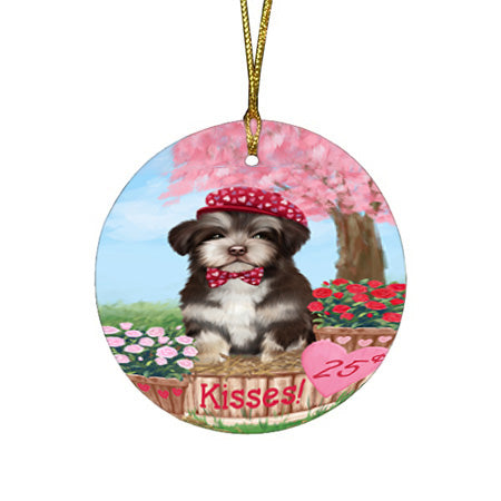 Rosie 25 Cent Kisses Havanese Dog Round Flat Christmas Ornament RFPOR56244