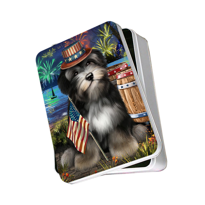 4th of July Independence Day Fireworks Havanese Dog at the Lake Photo Storage Tin PITN51170