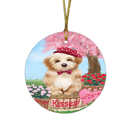 Rosie 25 Cent Kisses Havanese Dog Round Flat Christmas Ornament RFPOR56245