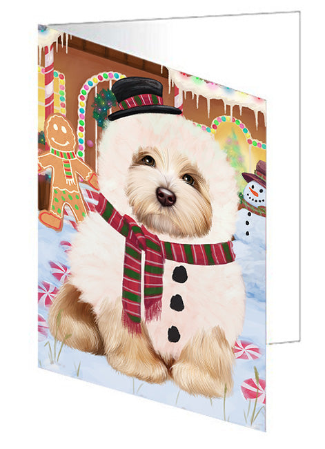 Christmas Gingerbread House Candyfest Havanese Dog Handmade Artwork Assorted Pets Greeting Cards and Note Cards with Envelopes for All Occasions and Holiday Seasons GCD73598