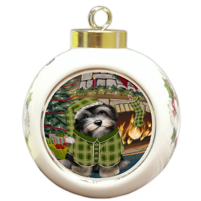 The Stocking was Hung Havanese Dog Round Ball Christmas Ornament RBPOR55691