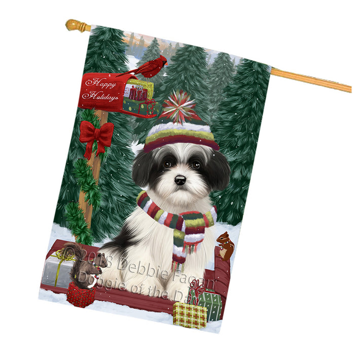 Merry Christmas Woodland Sled Havanese Dog House Flag FLG55380