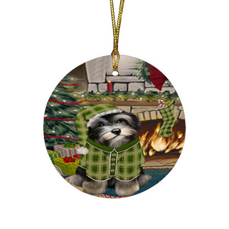 The Stocking was Hung Havanese Dog Round Flat Christmas Ornament RFPOR55691