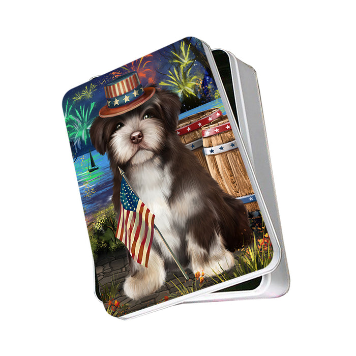 4th of July Independence Day Fireworks Havanese Dog at the Lake Photo Storage Tin PITN51171