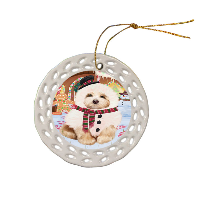 Christmas Gingerbread House Candyfest Havanese Dog Ceramic Doily Ornament DPOR56717