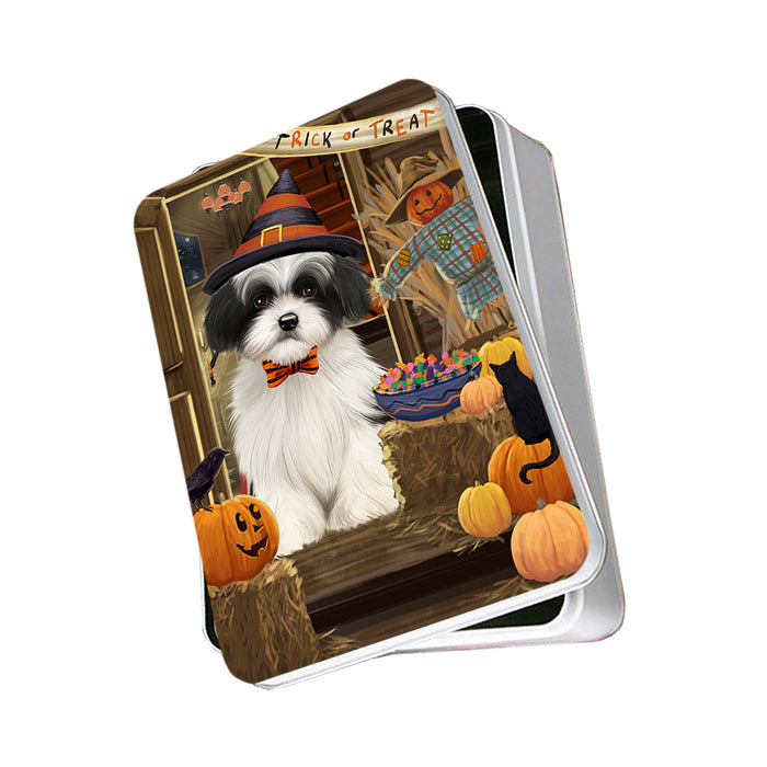 Enter at Own Risk Trick or Treat Halloween Havanese Dog Photo Storage Tin PITN53158