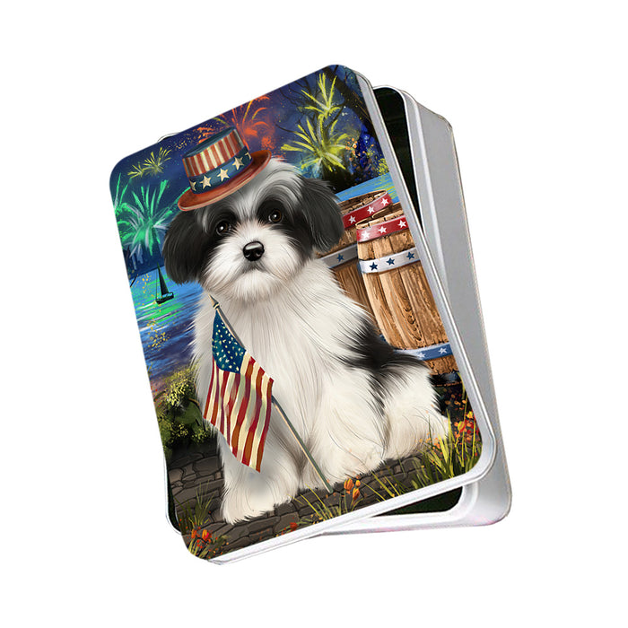 4th of July Independence Day Fireworks Havanese Dog at the Lake Photo Storage Tin PITN51172