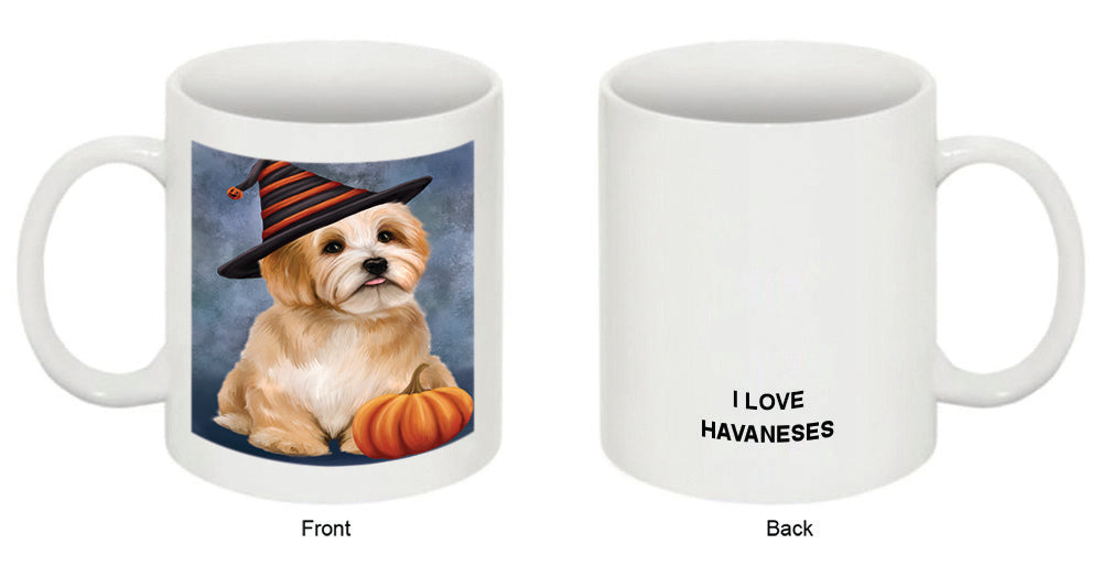 Happy Halloween Havanese Dog Wearing Witch Hat with Pumpkin Coffee Mug MUG50184