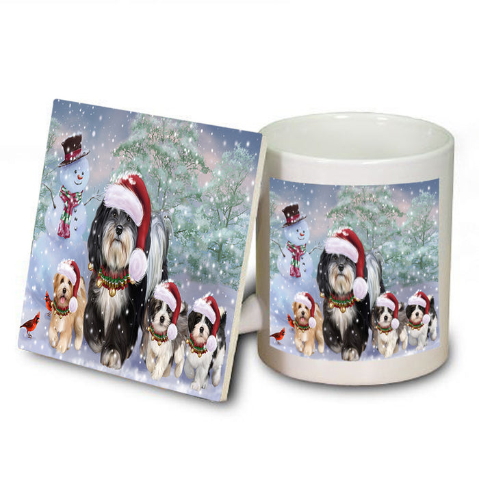 Christmas Running Family Havanese Dogs Mug and Coaster Set MUC57124