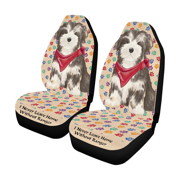 Personalized I Never Leave Home Paw Print Havanese Dogs Pet Front Car Seat Cover (Set of 2)