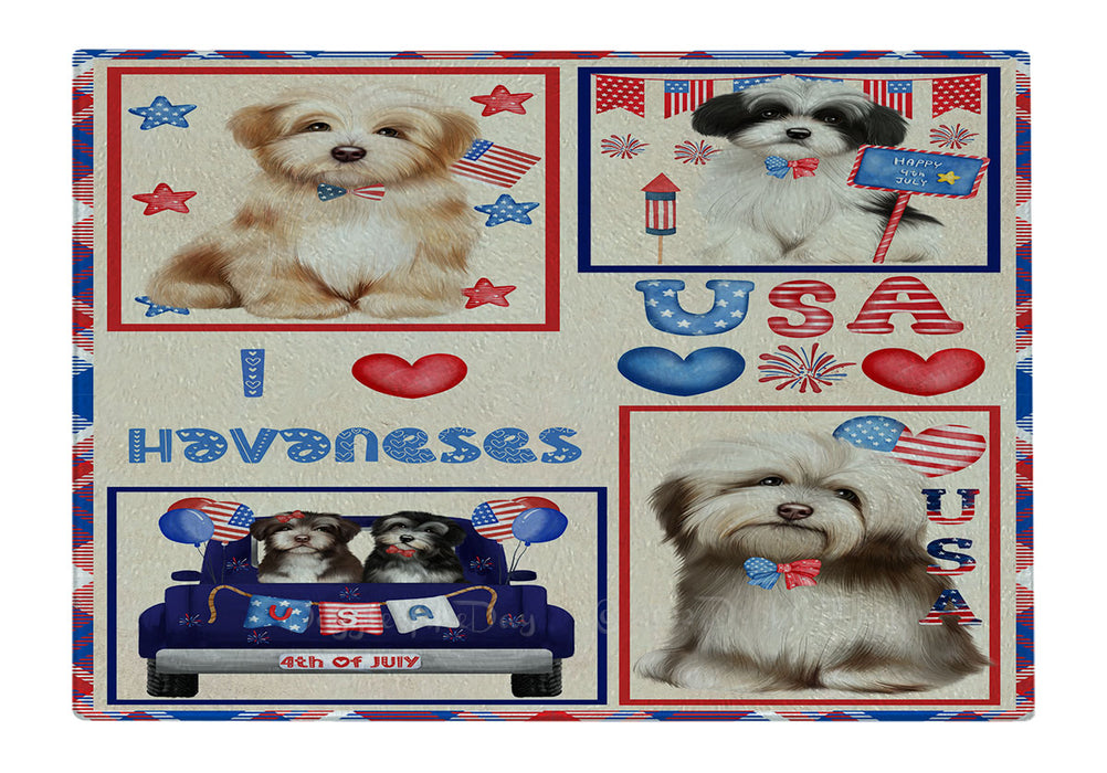 4th of July Independence Day I Love USA Havanese Dogs Cutting Board - For Kitchen - Scratch & Stain Resistant - Designed To Stay In Place - Easy To Clean By Hand - Perfect for Chopping Meats, Vegetables