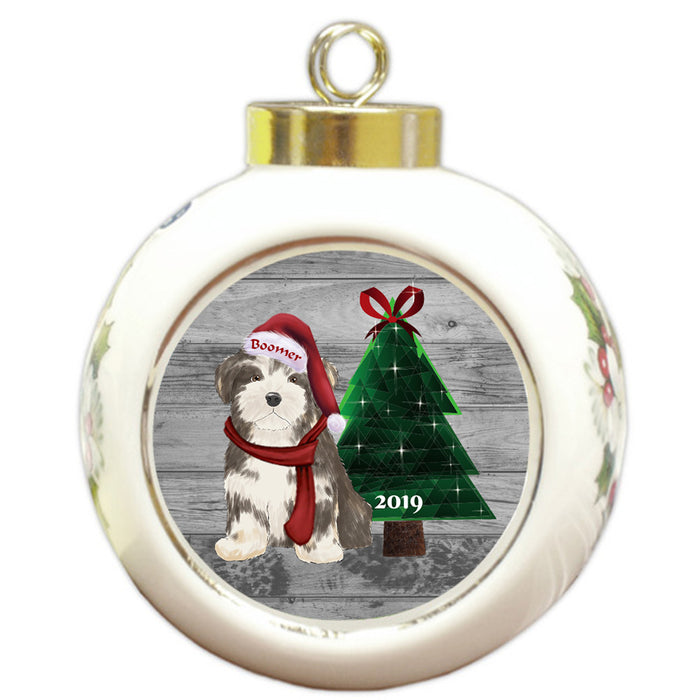 Custom Personalized Havanese Dog Glassy Classy Christmas Round Ball Ornament
