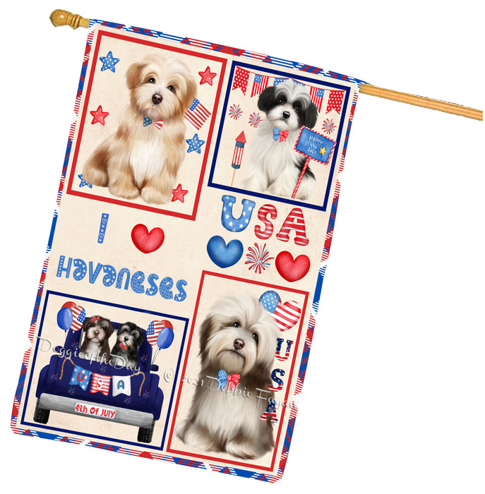 4th of July Independence Day I Love USA Havanese Dogs House flag FLG66964