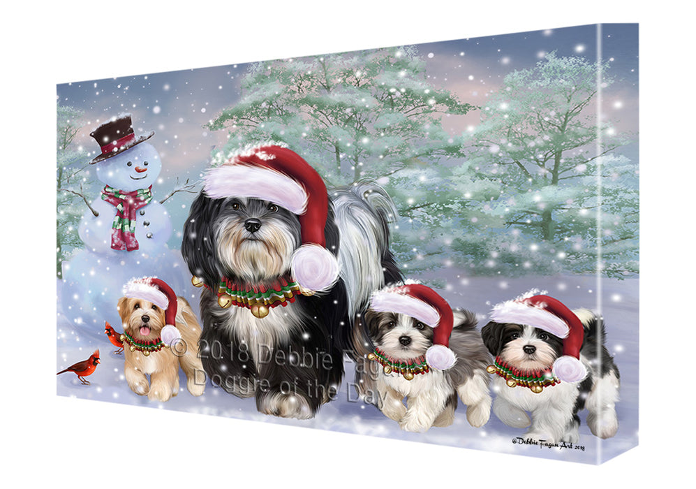 Christmas Running Family Havanese Dogs Canvas Print Wall Art Décor CVS136628