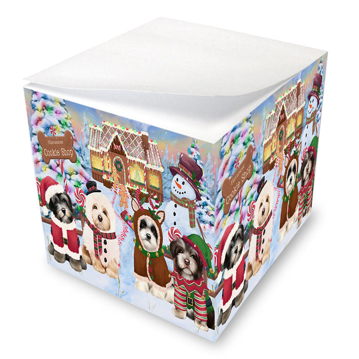 Holiday Gingerbread Cookie Shop Havaneses Dog Note Cube NOC54478