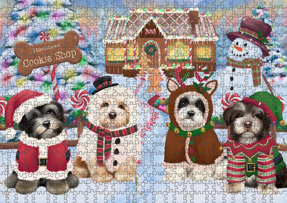 Holiday Gingerbread Cookie Shop Havaneses Dog Puzzle with Photo Tin PUZL93824