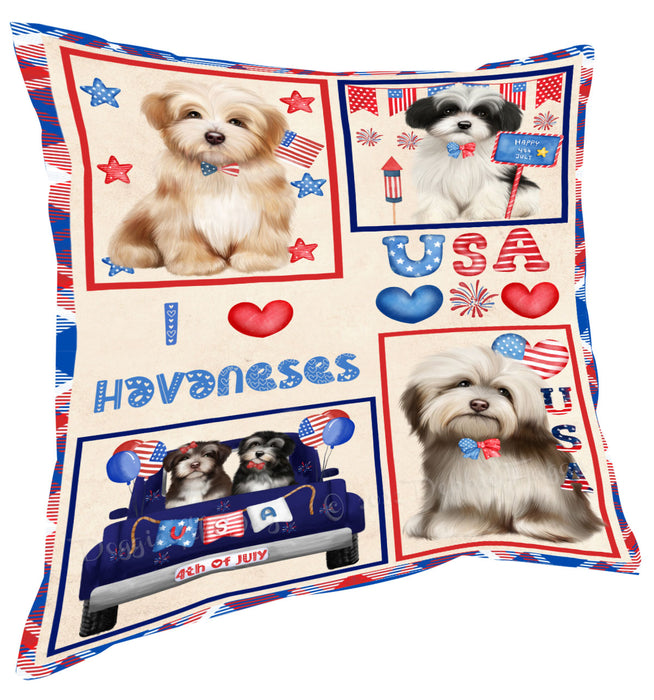 4th of July Independence Day I Love USA Havanese Dogs Pillow with Top Quality High-Resolution Images - Ultra Soft Pet Pillows for Sleeping - Reversible & Comfort - Ideal Gift for Dog Lover - Cushion for Sofa Couch Bed - 100% Polyester