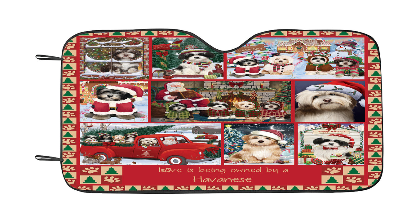 Love is Being Owned Christmas Havanese Dogs Car Sun Shade