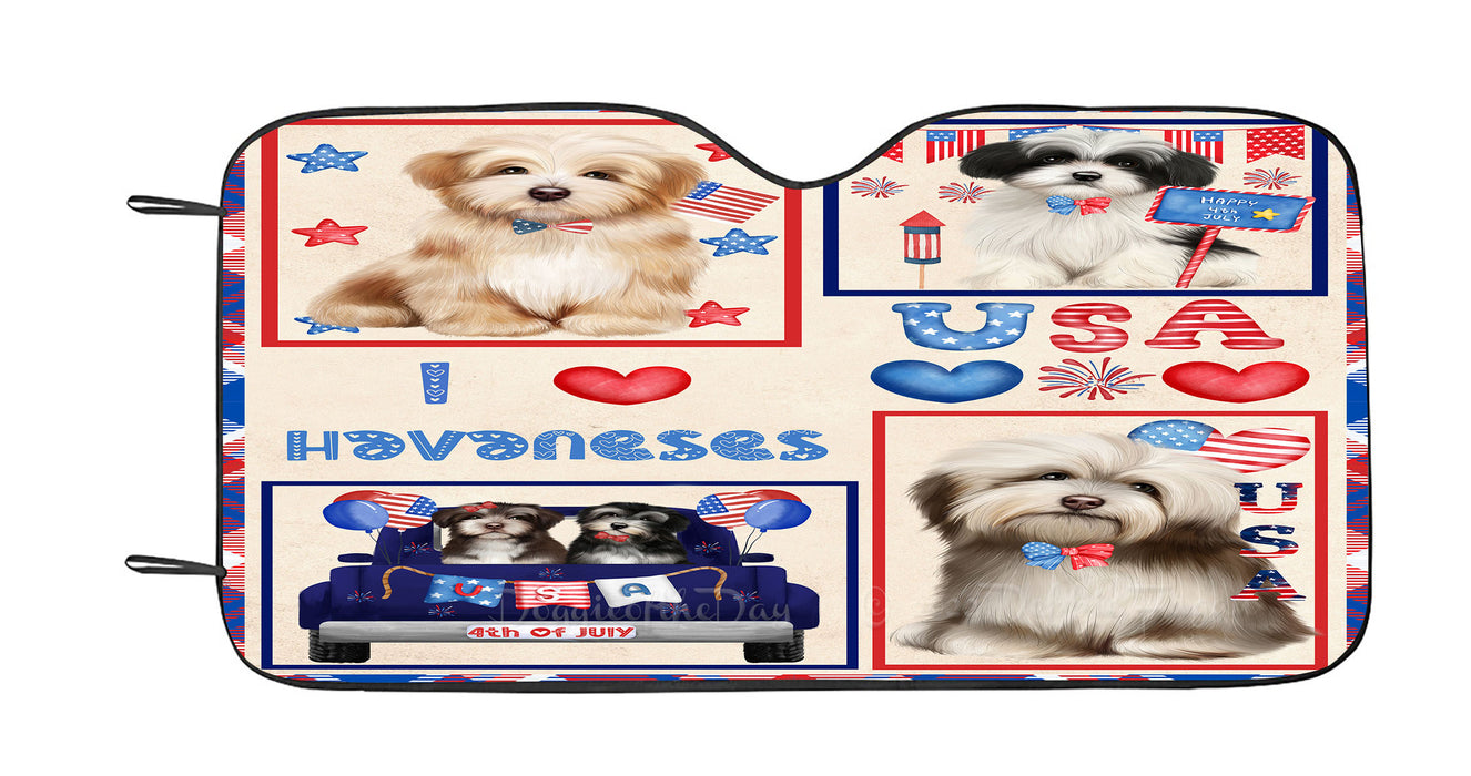 4th of July Independence Day I Love USA Havanese Dogs Car Sun Shade Cover Curtain