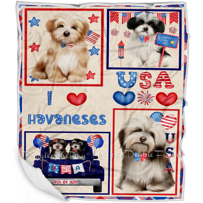 4th of July Independence Day I Love USA Havanese Dogs Blanket BLNKT143511