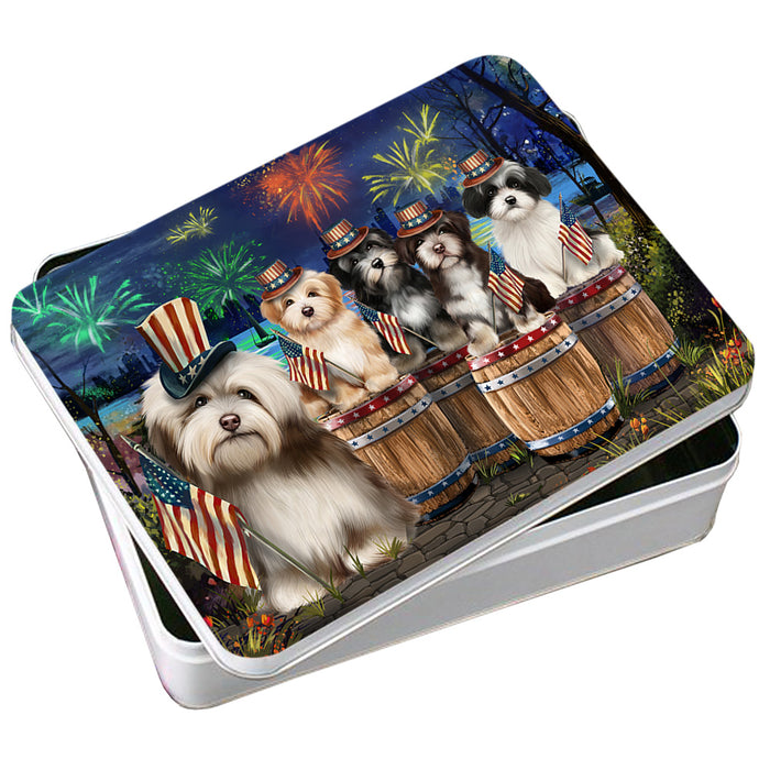 4th of July Independence Day Fireworks Havaneses at the Lake Photo Storage Tin PITN51038