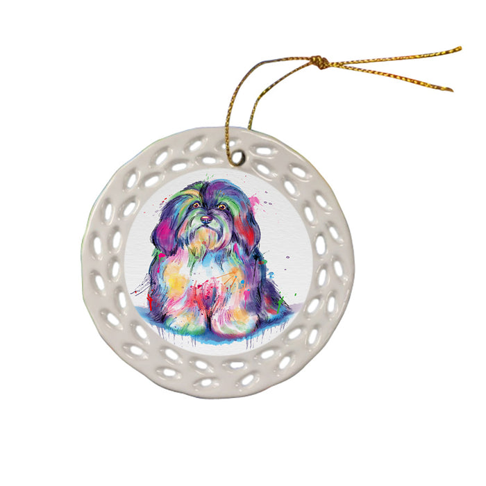 Watercolor Havanese Dog Ceramic Doily Ornament DPOR57439