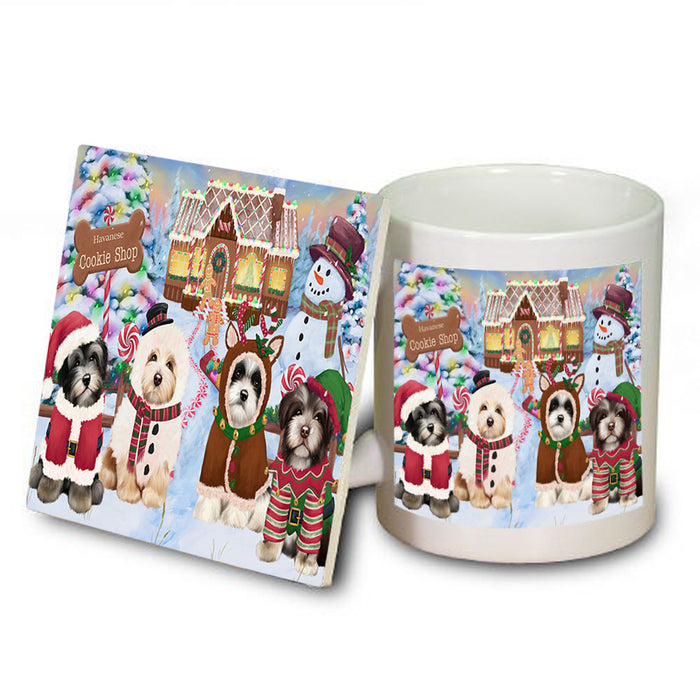 Holiday Gingerbread Cookie Shop Havaneses Dog Mug and Coaster Set MUC56398