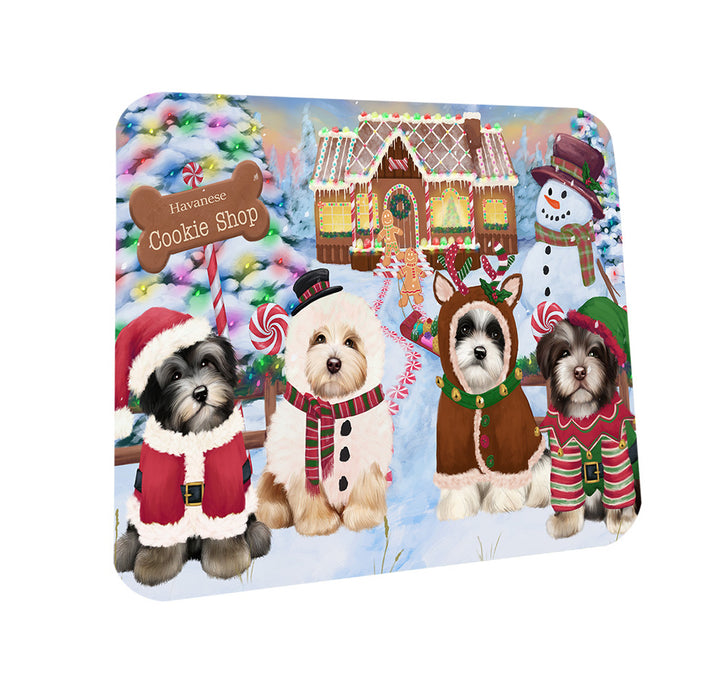 Holiday Gingerbread Cookie Shop Havaneses Dog Coasters Set of 4 CST56364