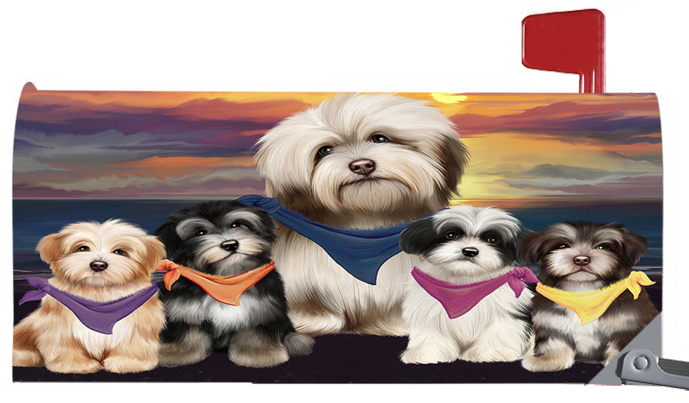 Family Sunset Portrait Havanese Dogs Magnetic Mailbox Cover MBC48479