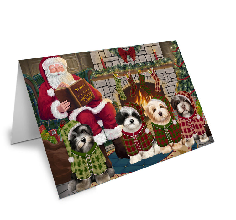 Christmas Cozy Holiday Tails Havaneses Dog Handmade Artwork Assorted Pets Greeting Cards and Note Cards with Envelopes for All Occasions and Holiday Seasons GCD69905