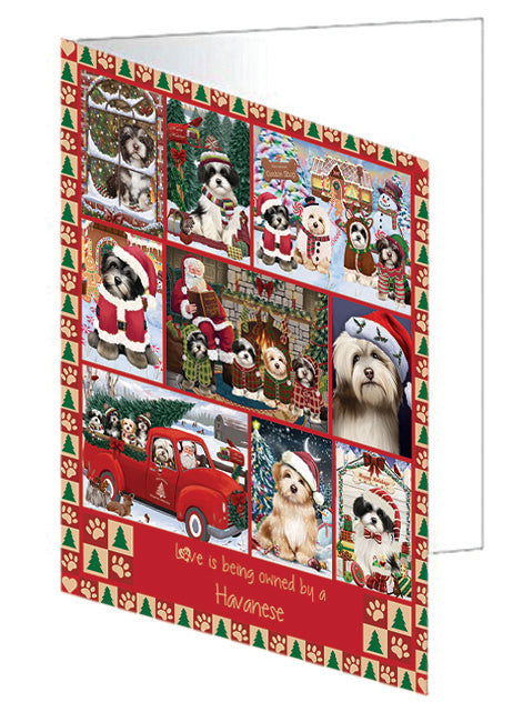 Love is Being Owned Christmas Havanese Dogs Handmade Artwork Assorted Pets Greeting Cards and Note Cards with Envelopes for All Occasions and Holiday Seasons GCD78920