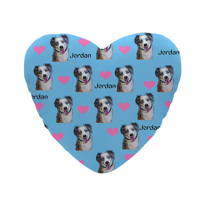 Custom Add Your Photo Here PET Dog Cat Photos on Heart-Shapee Pillow