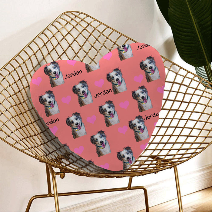 Custom Add Your Photo Here PET Dog Cat Photos on Heart-Shapee Pillow