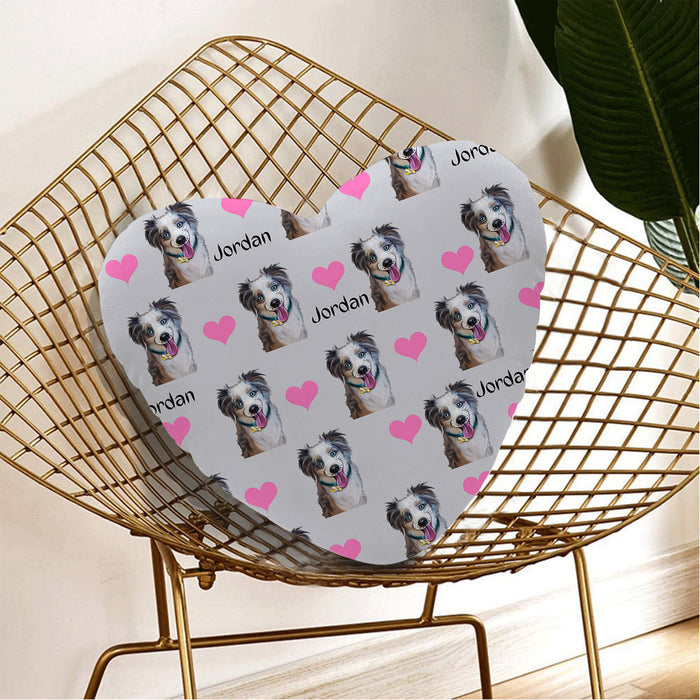 Custom Add Your Photo Here PET Dog Cat Photos on Heart-Shapee Pillow