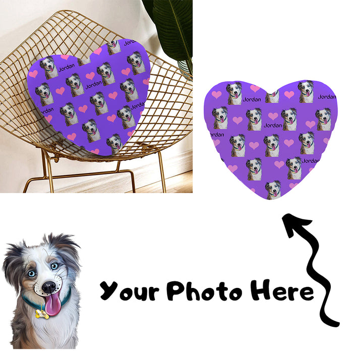 Custom Add Your Photo Here PET Dog Cat Photos on Heart-Shapee Pillow