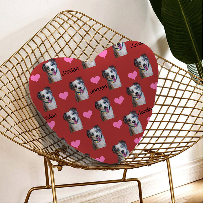 Custom Add Your Photo Here PET Dog Cat Photos on Heart-Shapee Pillow