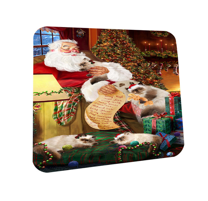 Himalayan Cats and Kittens Sleeping with Santa  Coasters Set of 4 CST54344