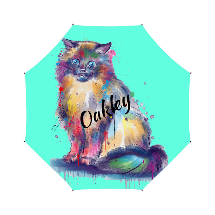 Custom Pet Name Personalized Watercolor Himalayan CatSemi-Automatic Foldable Umbrella