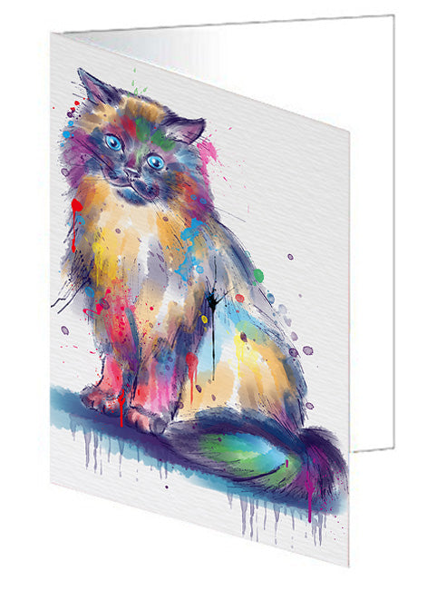 Watercolor Himalayan Cat Handmade Artwork Assorted Pets Greeting Cards and Note Cards with Envelopes for All Occasions and Holiday Seasons GCD79100